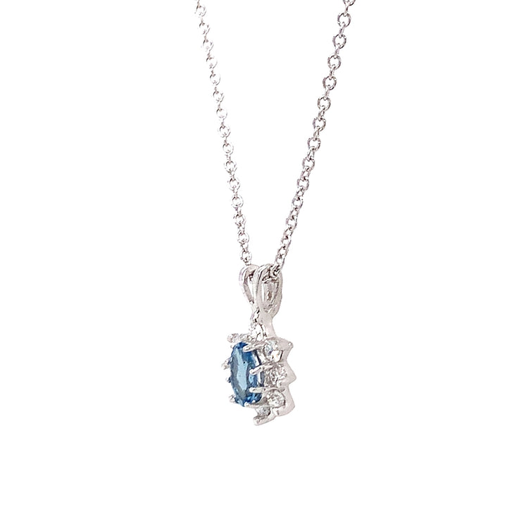 Aquamarine & Diamond Halo Pendant - "Winter Star"