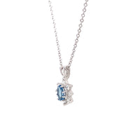 Aquamarine & Diamond Halo Pendant - "Winter Star"