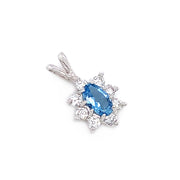 Aquamarine & Diamond Halo Pendant - "Winter Star"