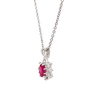 Ruby & Diamond Halo Pendant - "Ruby in White"