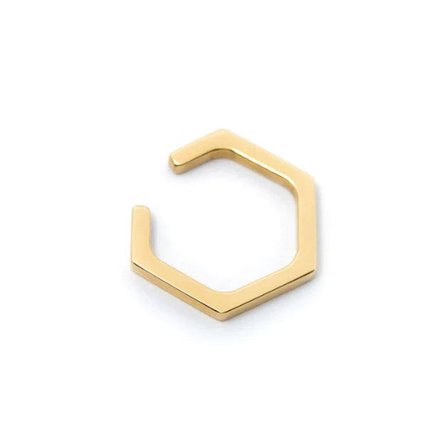 Gold Hexagonal Single Ear Cuff- "Small Hex"