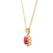 Ruby & Diamond Halo Pendant - "Ruby in Gold"