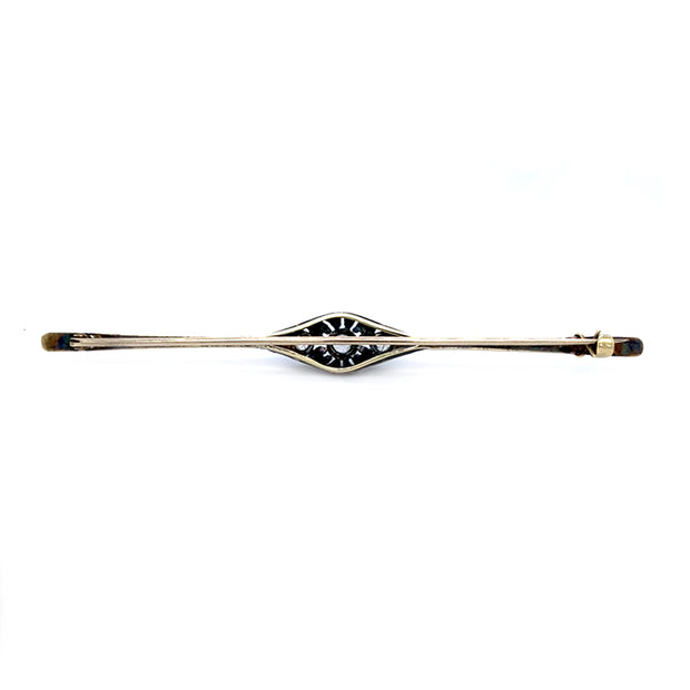 Yellow Gold, Silver, & Diamond Antique Pin - "Posy"