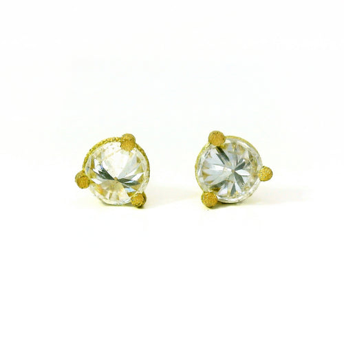 Gold Inverted Diamond Stud Earrings – “Turned Light”