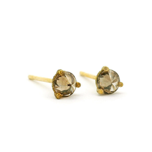 Inverted Cognac Diamond Stud Earrings