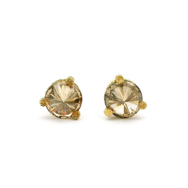 Inverted Cognac Diamond Stud Earrings