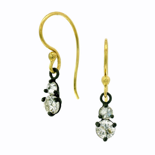 Blackened Gold Diamond Drop Earrings – “Twin Signal”
