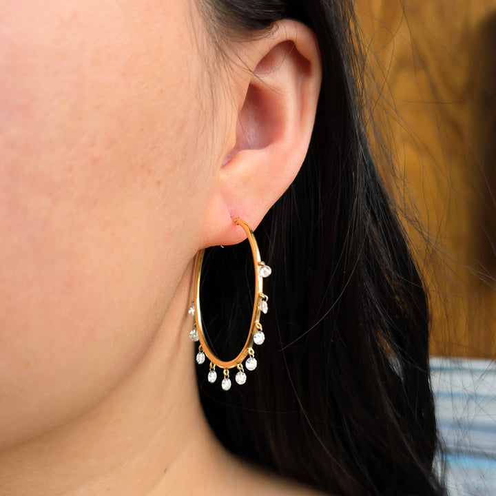 Diamond, Gold & Platinum Earrings - "Jazz Hoops"