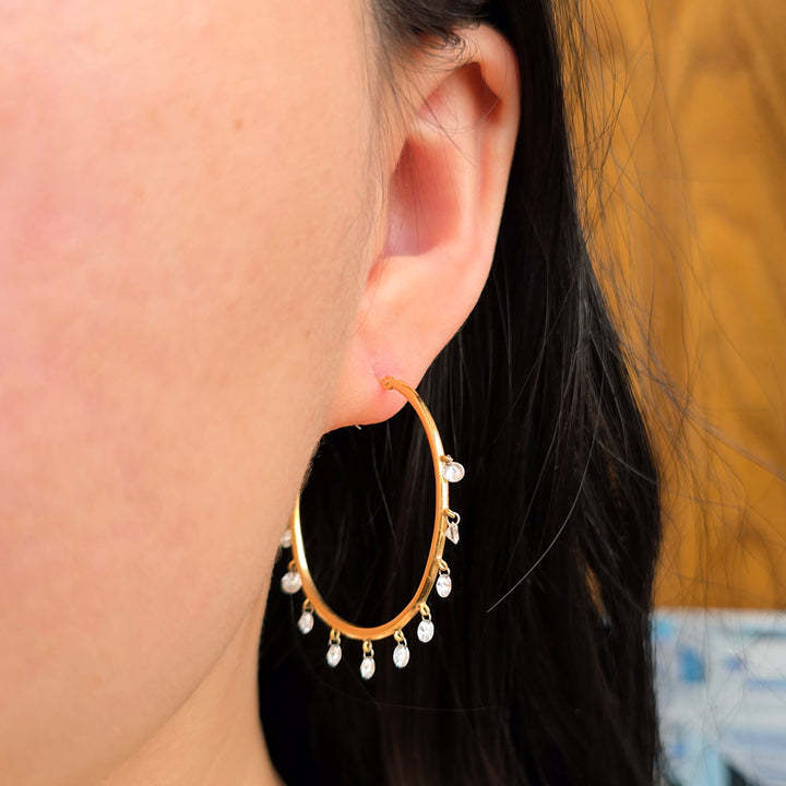 Diamond, Gold & Platinum Earrings - "Jazz Hoops"