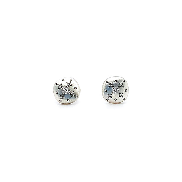 Sterling Silver and Diamond Earrings - "Silver Light"