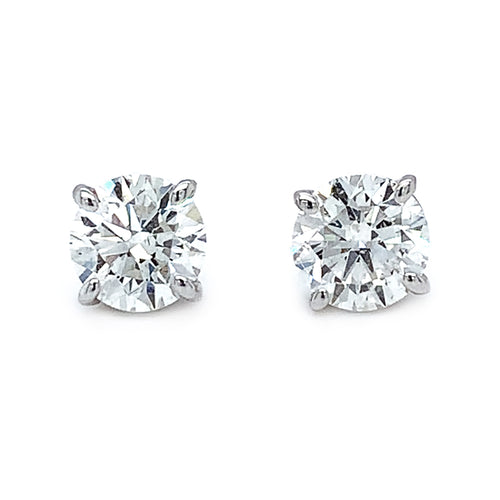 Natural Diamond Four-Prong Stud Earrings - 2.01ctw