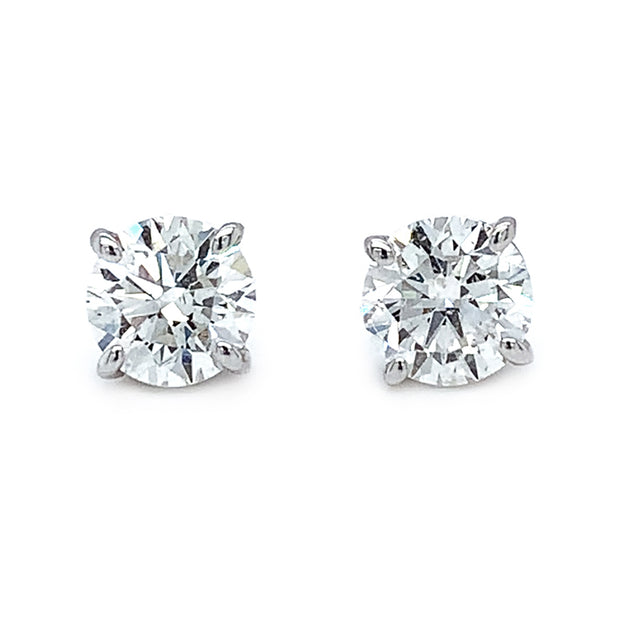 Natural Diamond Four-Prong Stud Earrings - 2.01ctw