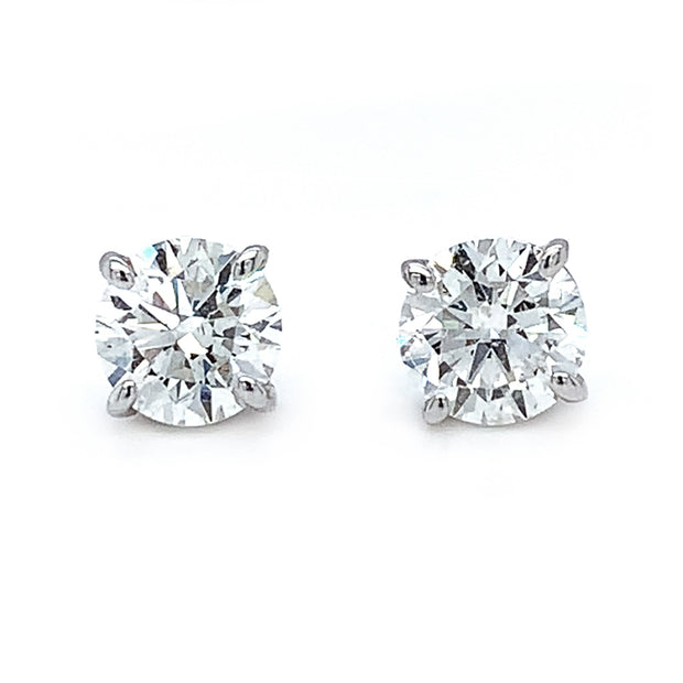 Natural Diamond Four-Prong Stud Earrings - 2.01ctw