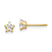 "Star" White CZ Piercing Studs in 14K Yellow Gold