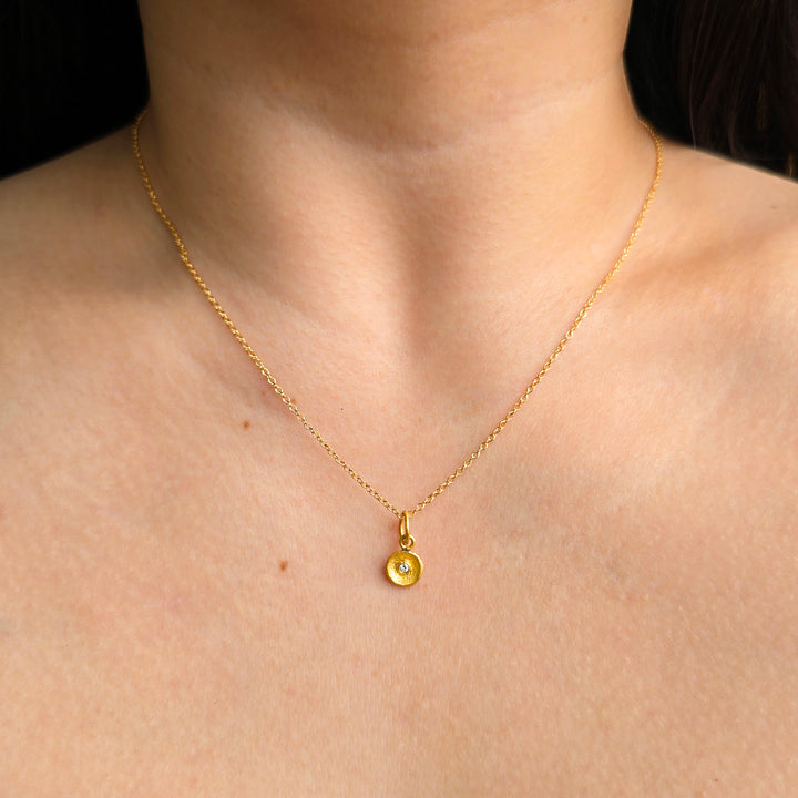 24K Yellow Gold & Diamond Pendant - "Golden Orb"