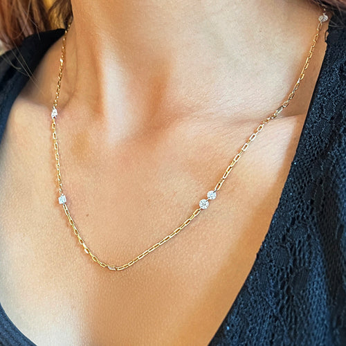 Asymmetrical Diamond Station Necklace - "Mixt Orbit"