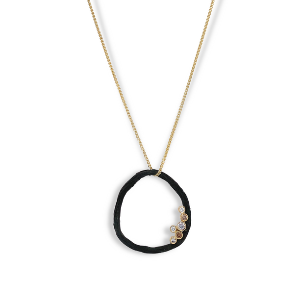 Gold & Cobalt Chrome Diamond Necklace - "Pebble Beach"