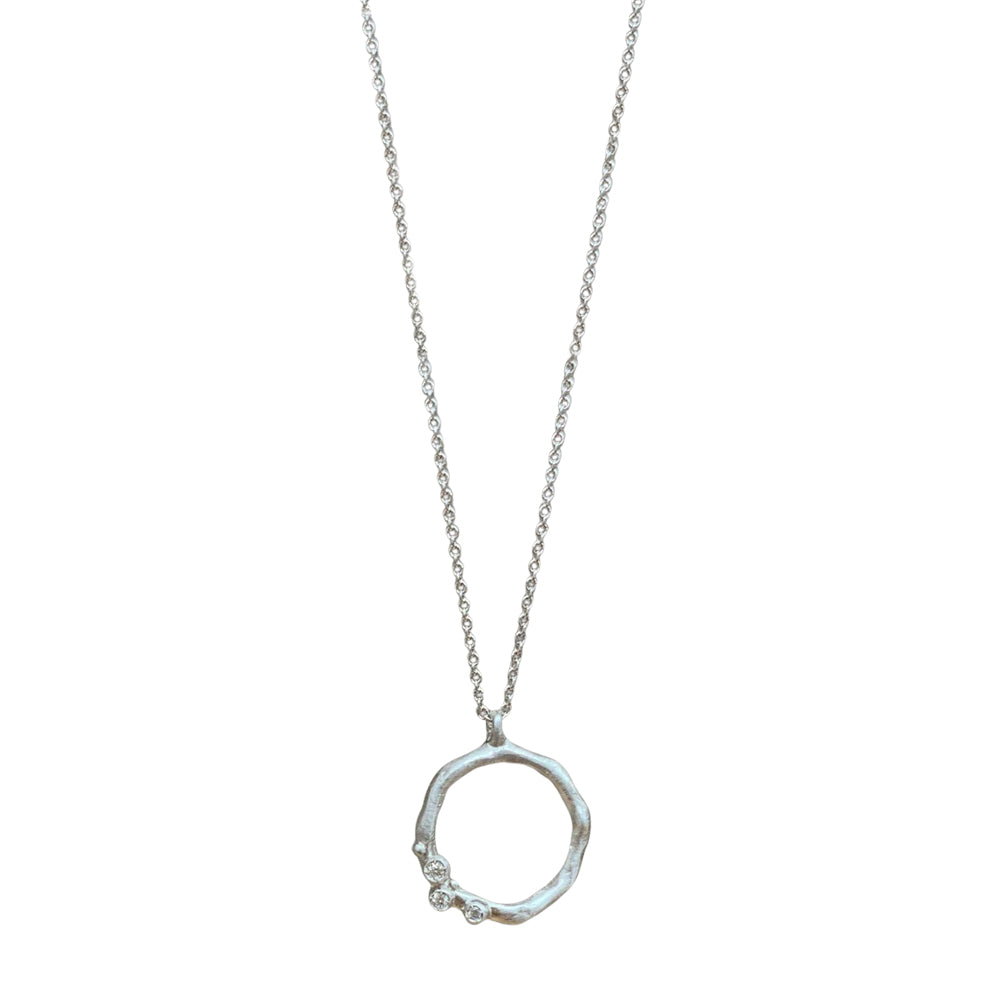 Sterling Silver and Diamond Circle Necklace