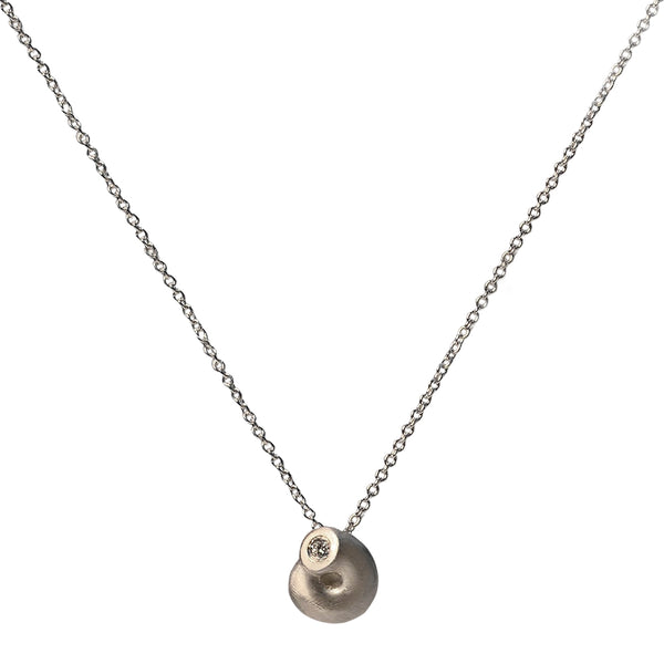 Sterling Silver and Diamond Shell Necklace