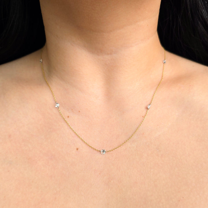Diamond, Gold & Platinum Station Necklace - "Orbit"