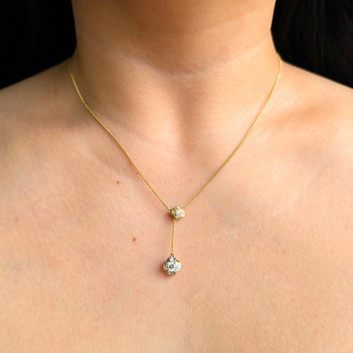 Diamond Two-Tone Reversible Lariat Necklace - "Quadrafolium"