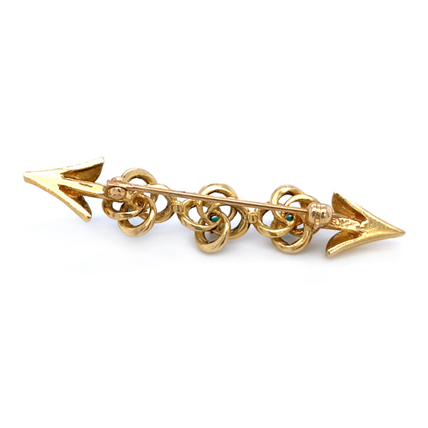 Yellow Gold & Turquoise Pin - "Arrow"