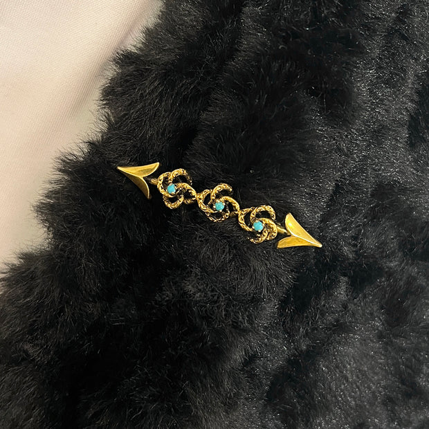 Yellow Gold & Turquoise Pin - "Arrow"