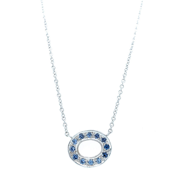 Yogo Sapphire & White Gold Necklace - "Aspen Link"