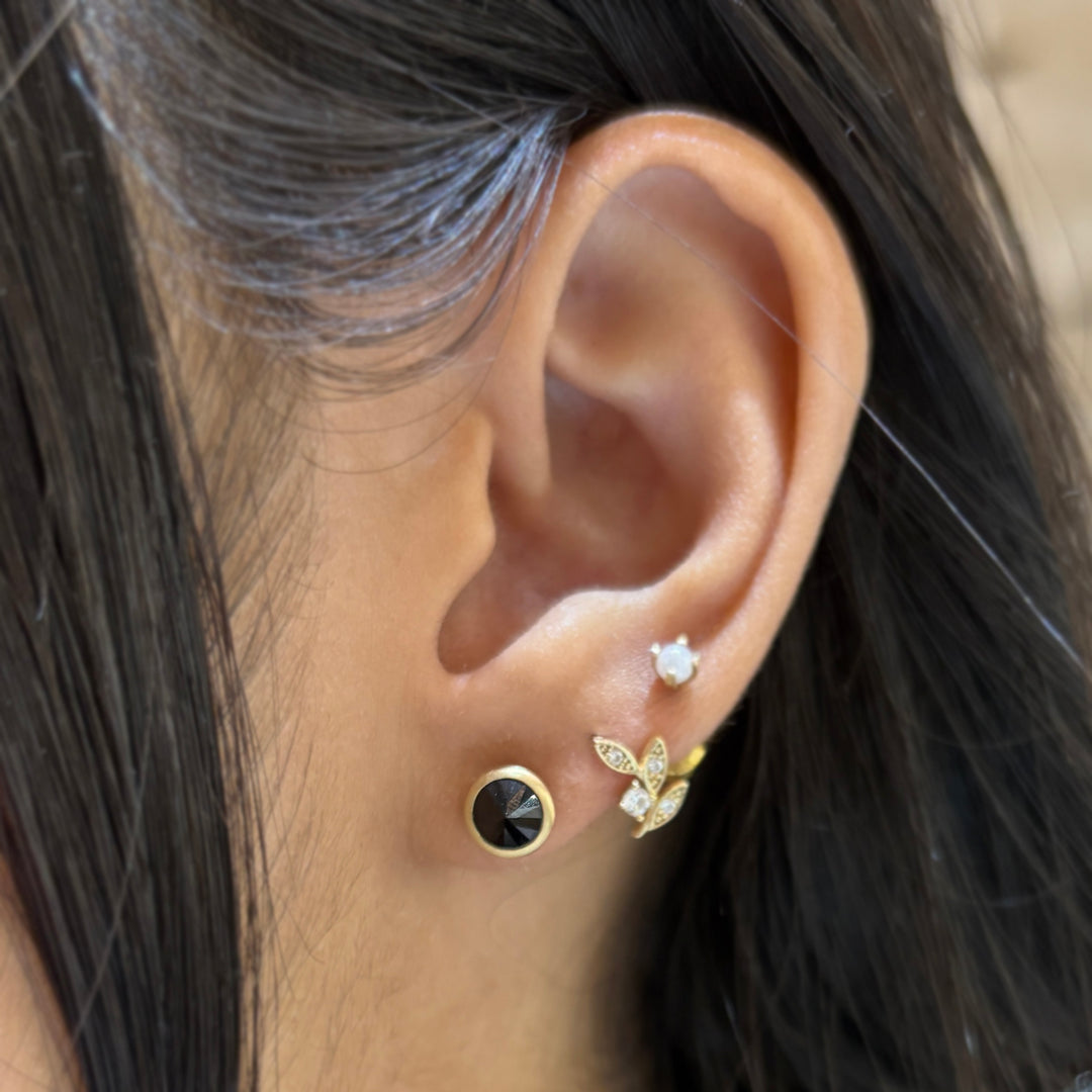 Black Spinel & Yellow Gold Earrings - "Midnight Shadow"