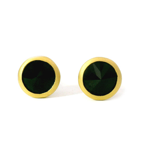 Black Spinel & Yellow Gold Earrings - "Midnight Shadow"