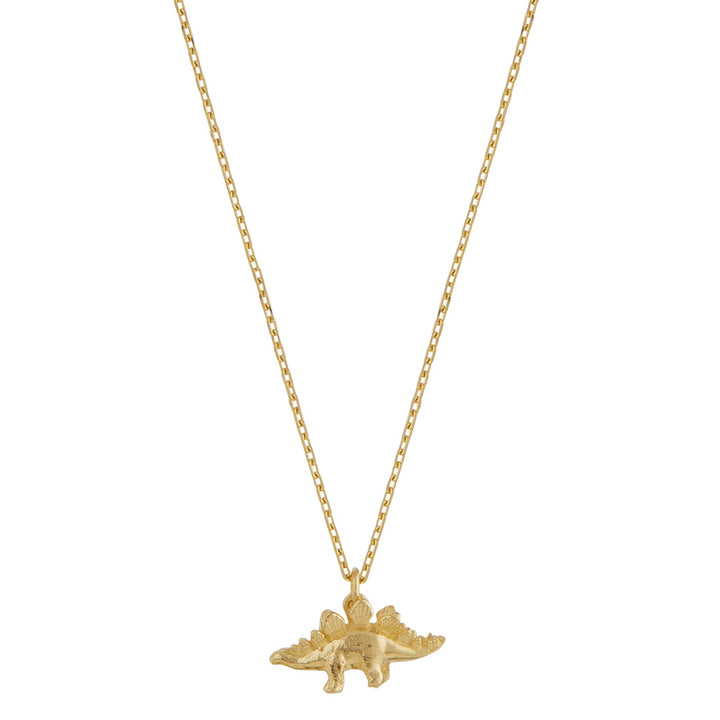 Petite Yellow Gold Dinosaur Necklace - "Teeny Tiny Stegosaurus"