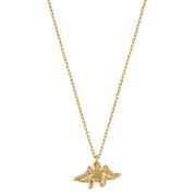 18K Yellow Gold Dinosaur Necklace - "Teeny Tiny Stegosaurus"