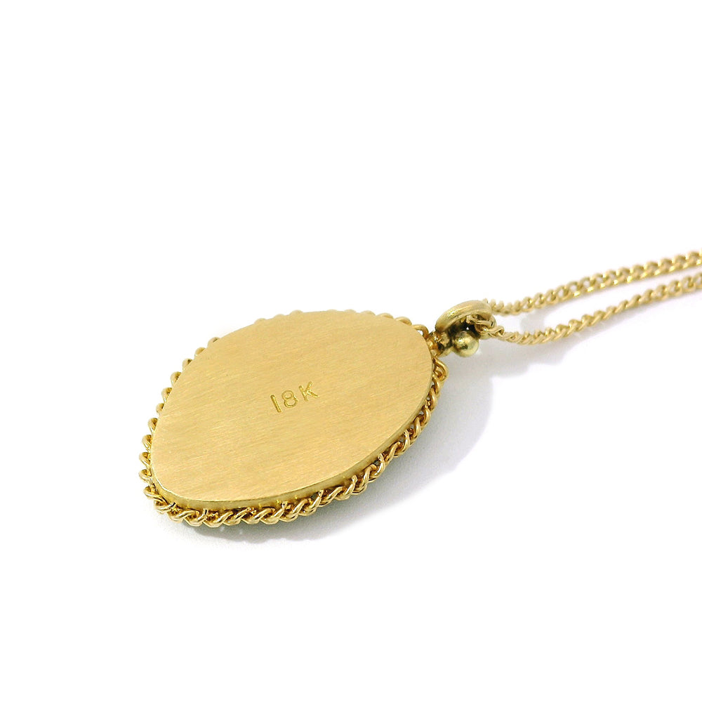 Carved Emerald Leaf & Yellow Gold Necklace - "Persephone's Totem"