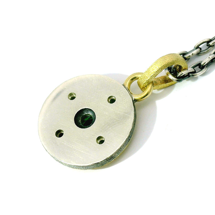 Sterling Silver & Gold Pendant with Emeralds - "Junia Lux"