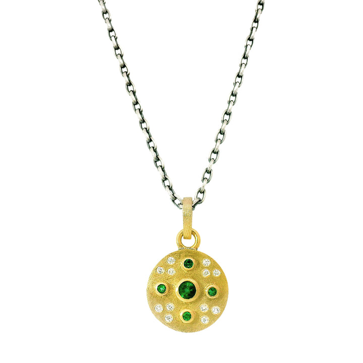 Sterling Silver & Gold Pendant with Emeralds - "Junia Lux"