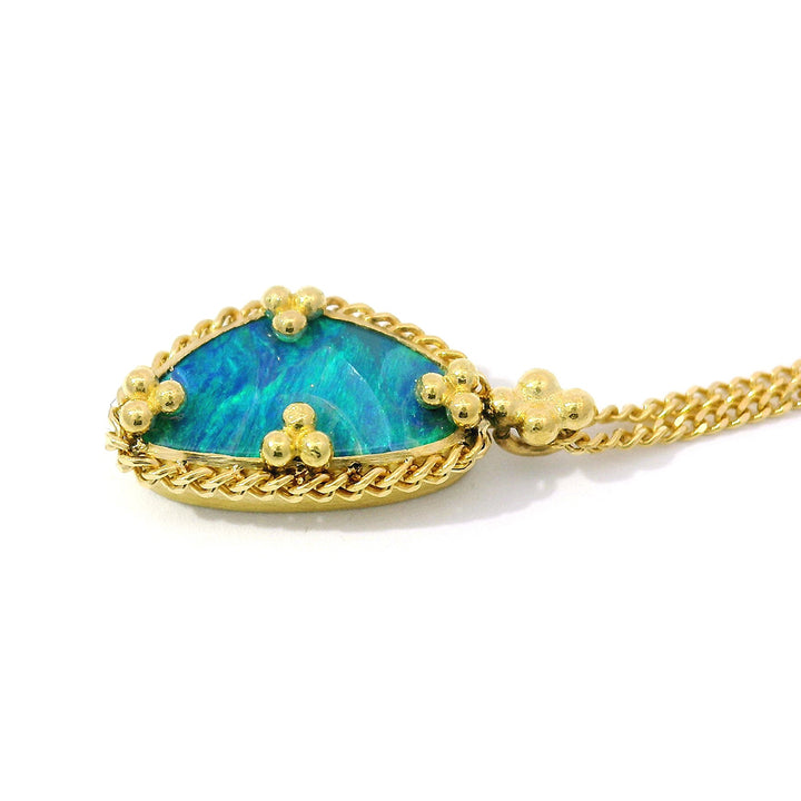 Australian Opal Doublet & Yellow Gold Necklace - "Kailani"