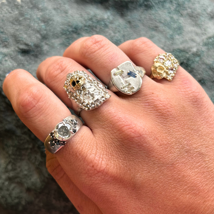 One-of-a-Kind Diamond Skull Ring - "Burial Site"