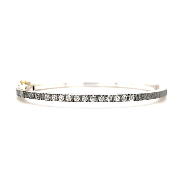 Sterling Silver & Diamond Bangle Bracelet - "Laura"