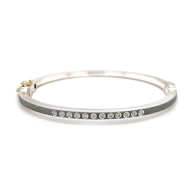 Sterling Silver & Diamond Bangle Bracelet - "Laura"