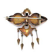 Yellow Gold & Seed Pearl Dangling Brooch - "Golden Moth"