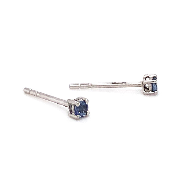 Yogo Sapphire & White Gold Stud Earrings - "Winter Dew"