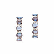 Yogo Sapphire & Diamond Semi-Hoop Earrings - "Stepping Stones"