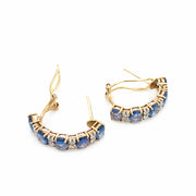 Yogo Sapphire & Diamond Semi-Hoop Earrings - "Stepping Stones"