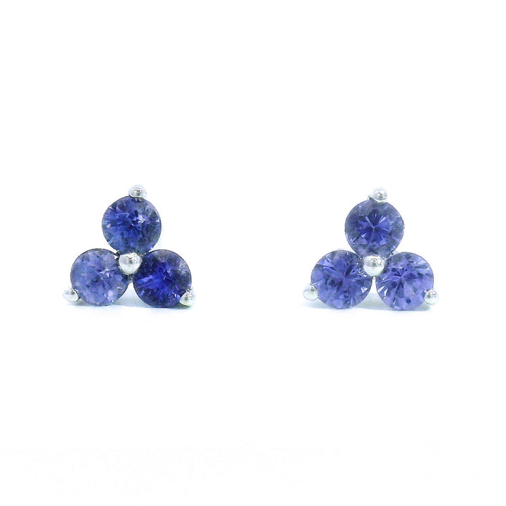 Yogo Sapphire Stud Earrings - "Trillium"