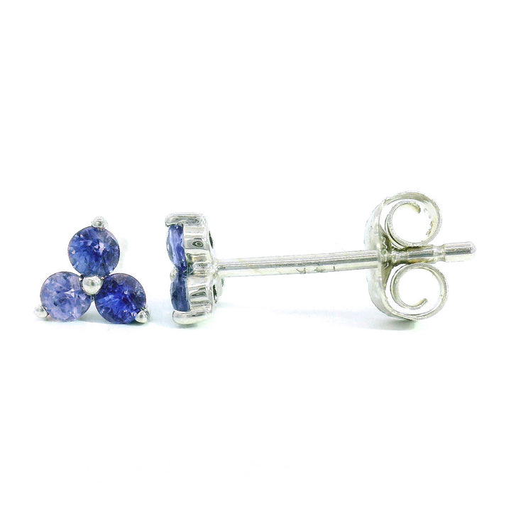 Yogo Sapphire Stud Earrings - "Trillium"