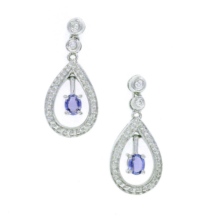 Yogo Sapphire & Diamond Drop Earrings - "Tear Drops"