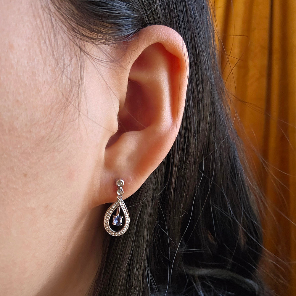Yogo Sapphire & Diamond Drop Earrings - "Tear Drops"