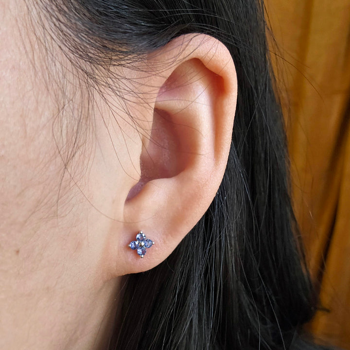 Yogo Sapphire Stud Earrings - "Clover"