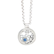 Yogo Sapphire & Diamond Sterling Silver Necklace - "Luz Petite Circle"