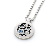 Yogo Sapphire & Diamond Sterling Silver Necklace - "Luz Petite Circle"